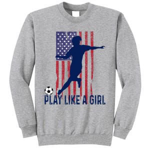 Play Like USA Flag Football Team  Game Goal Soccer Tall Sweatshirt