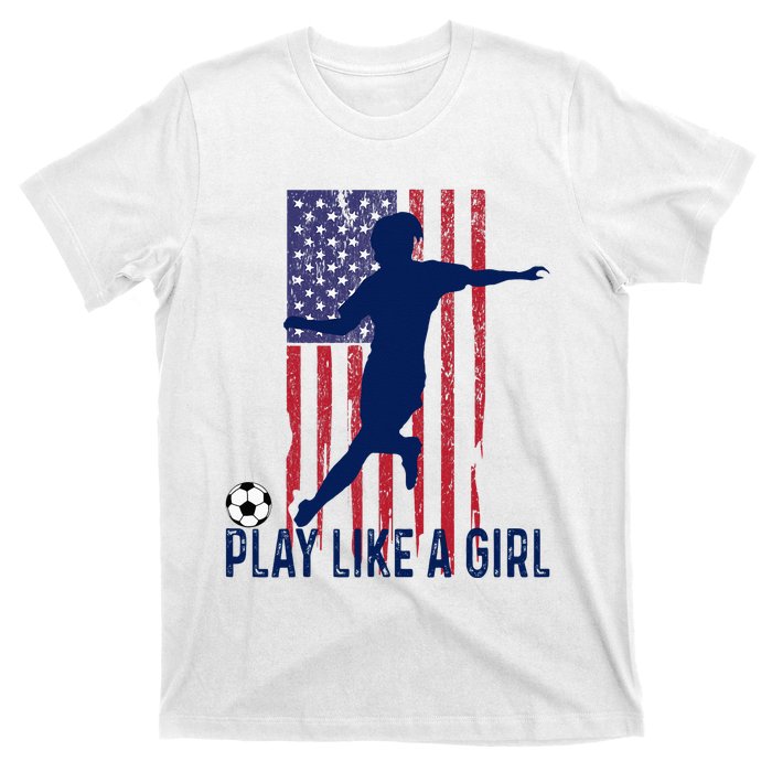 Play Like USA Flag Football Team  Game Goal Soccer T-Shirt