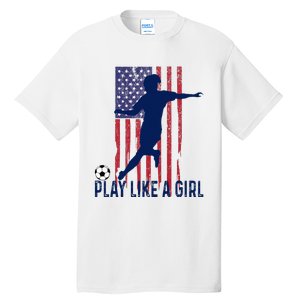 Play Like USA Flag Football Team  Game Goal Soccer Tall T-Shirt