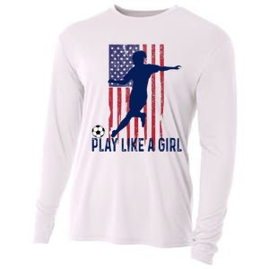 Play Like USA Flag Football Team  Game Goal Soccer Cooling Performance Long Sleeve Crew