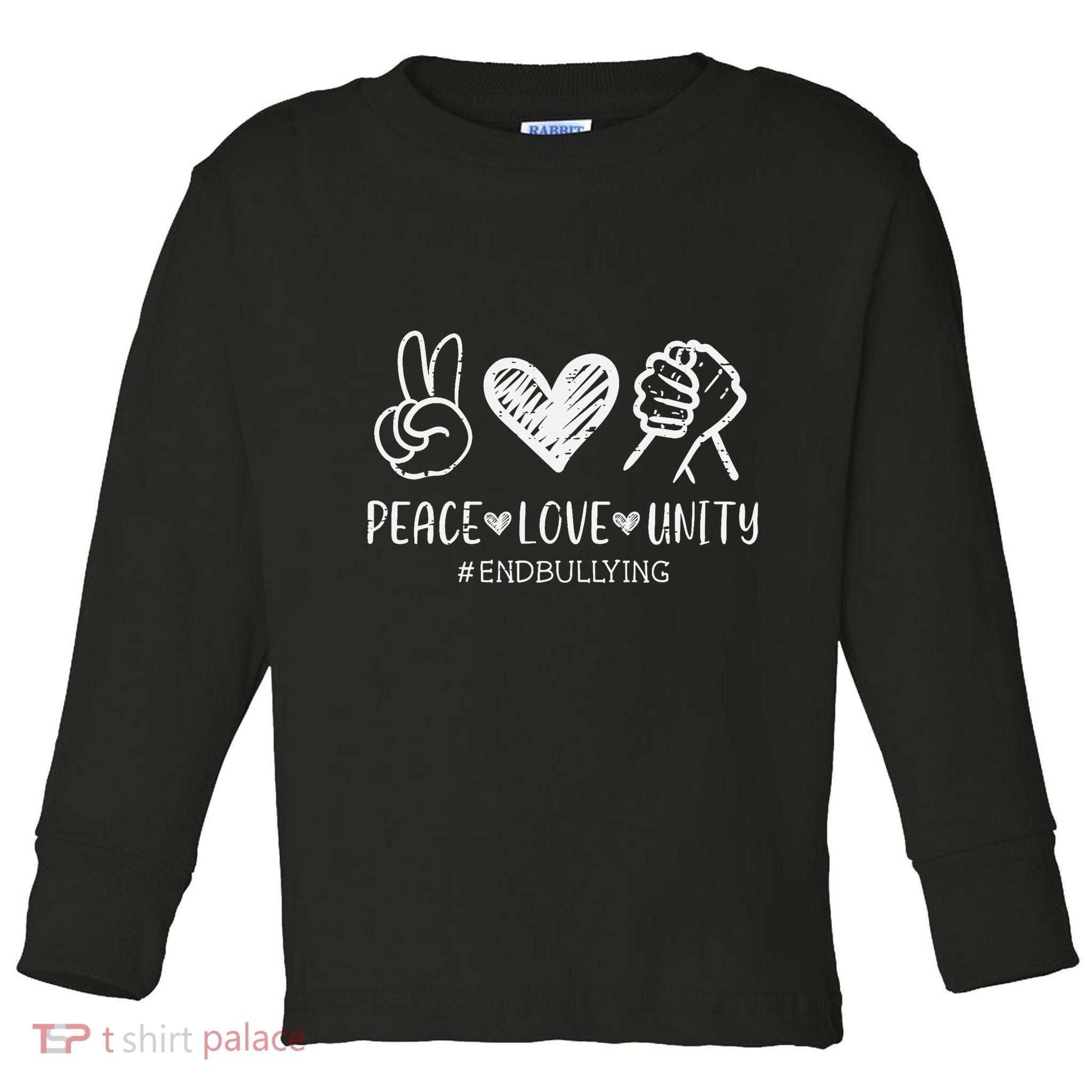 Peace Love Unity Orange Anti Bullying Unity Day Kids Toddler Long Sleeve Shirt