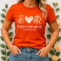 Peace Love Unity Orange Anti Bullying Unity Day Kids Womens T-Shirt