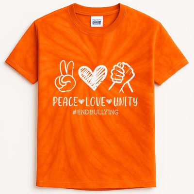 Peace Love Unity Orange Anti Bullying Unity Day Kids Kids Tie-Dye T-Shirt