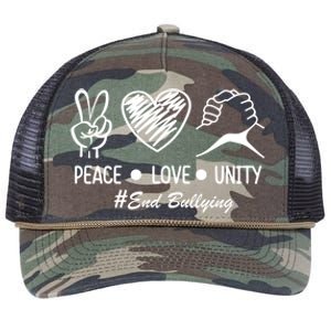 Peace Love Unity Day Orange Be Kind Equality Anti Bullying Gift Retro Rope Trucker Hat Cap