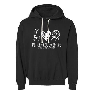 Peace Love Unity Day Orange Be Kind Anti Bullying Garment-Dyed Fleece Hoodie