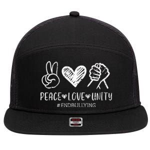 Peace Love Unity Day Orange Be Kind Anti Bullying 7 Panel Mesh Trucker Snapback Hat