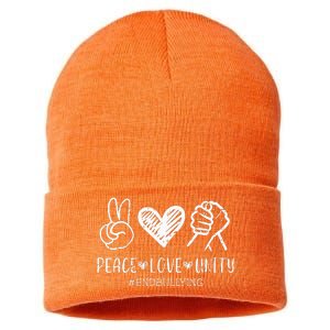 Peace Love Unity Day Orange Be Kind Anti Bullying Sustainable Knit Beanie