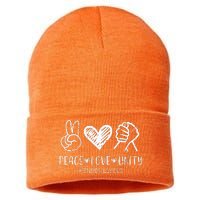 Peace Love Unity Day Orange Be Kind Anti Bullying Sustainable Knit Beanie