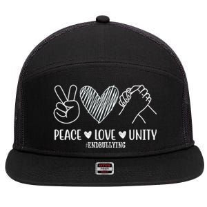 Peace Love Unity End Bullying Awareness 7 Panel Mesh Trucker Snapback Hat