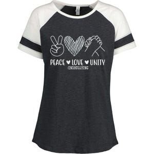 Peace Love Unity End Bullying Awareness Enza Ladies Jersey Colorblock Tee