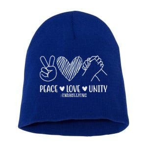 Peace Love Unity End Bullying Awareness Short Acrylic Beanie