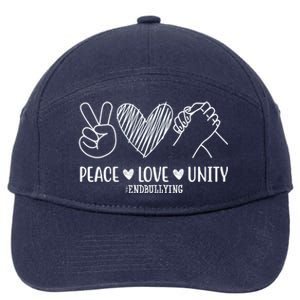 Peace Love Unity End Bullying Awareness 7-Panel Snapback Hat