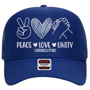 Peace Love Unity End Bullying Awareness High Crown Mesh Back Trucker Hat