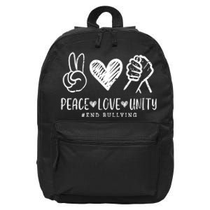 Peace Love Unity Day Orange Be Kind Anti Bullying 16 in Basic Backpack