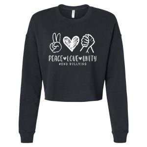 Peace Love Unity Day Orange Be Kind Anti Bullying Cropped Pullover Crew