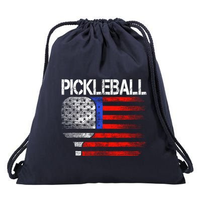 Paddleball Lover Us Flag Pickleball Player Drawstring Bag