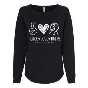 Peace Love Unity Day Orange Be Kind Anti Bullying Womens California Wash Sweatshirt