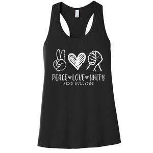 Peace Love Unity Day Orange Be Kind Anti Bullying Women's Racerback Tank