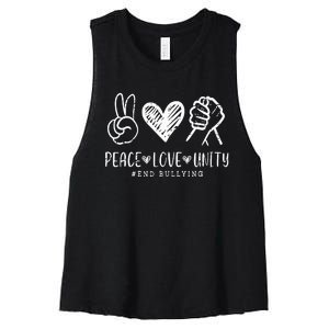 Peace Love Unity Day Orange Be Kind Anti Bullying Women's Racerback Cropped Tank