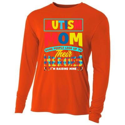 People Look Up To Their Heroes IM Raising Mine Autism Mom Gift Cooling Performance Long Sleeve Crew