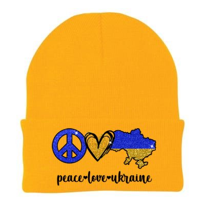 Peace Love Ukraine Knit Cap Winter Beanie