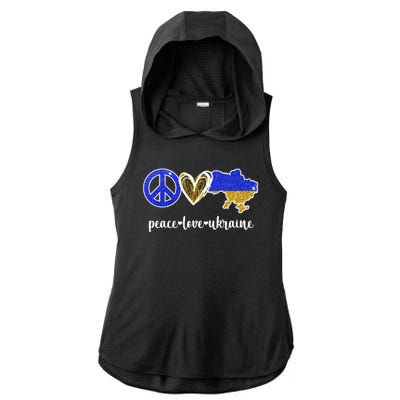 Peace Love Ukraine Ladies PosiCharge Tri-Blend Wicking Draft Hoodie Tank