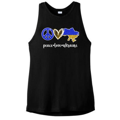 Peace Love Ukraine Ladies PosiCharge Tri-Blend Wicking Tank