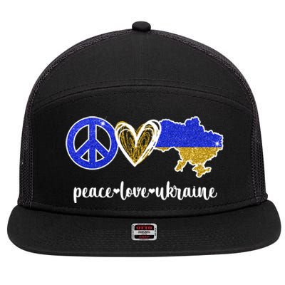 Peace Love Ukraine 7 Panel Mesh Trucker Snapback Hat