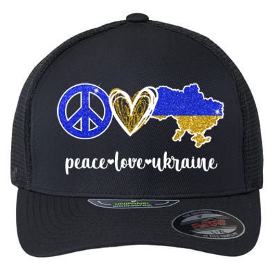 Peace Love Ukraine Flexfit Unipanel Trucker Cap