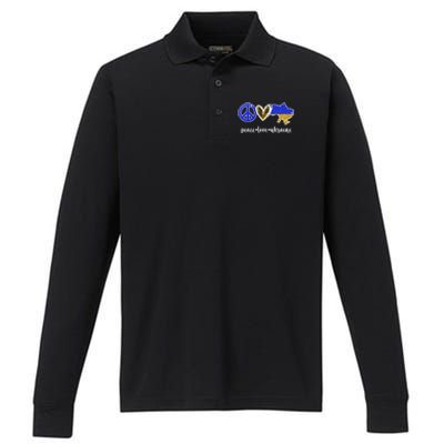 Peace Love Ukraine Performance Long Sleeve Polo