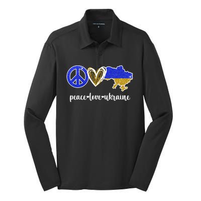 Peace Love Ukraine Silk Touch Performance Long Sleeve Polo