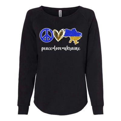 Peace Love Ukraine Womens California Wash Sweatshirt