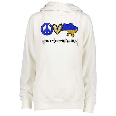 Peace Love Ukraine Womens Funnel Neck Pullover Hood