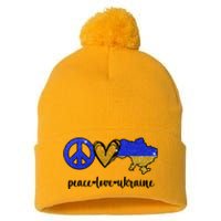 Peace Love Ukraine Pom Pom 12in Knit Beanie