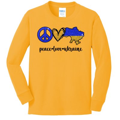 Peace Love Ukraine Kids Long Sleeve Shirt