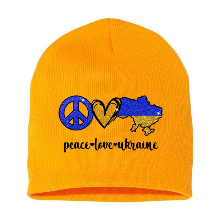 Peace Love Ukraine Short Acrylic Beanie