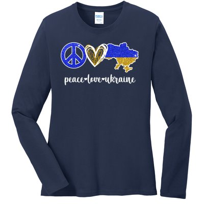 Peace Love Ukraine Ladies Long Sleeve Shirt