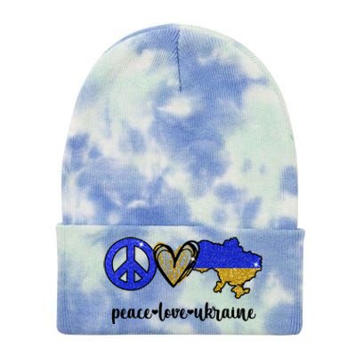 Peace Love Ukraine Tie Dye 12in Knit Beanie