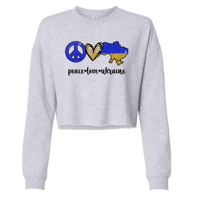 Peace Love Ukraine Cropped Pullover Crew