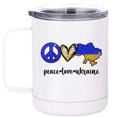 Peace Love Ukraine 12 oz Stainless Steel Tumbler Cup