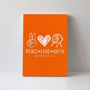 Peace Love Unity Orange Anti Bullying Unity Day Canvas