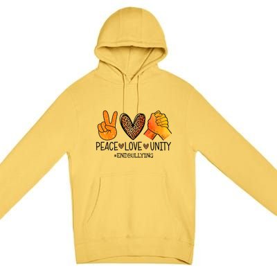 Peace Love Unity Orange Anti Bullying Unity Day Premium Pullover Hoodie