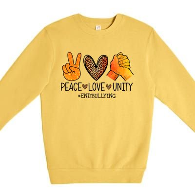 Peace Love Unity Orange Anti Bullying Unity Day Premium Crewneck Sweatshirt