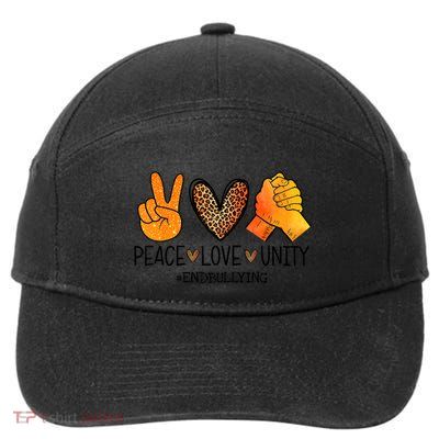 Peace Love Unity Orange Anti Bullying Unity Day 7-Panel Snapback Hat