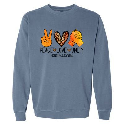 Peace Love Unity Orange Anti Bullying Unity Day Garment-Dyed Sweatshirt