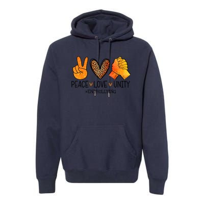 Peace Love Unity Orange Anti Bullying Unity Day Premium Hoodie