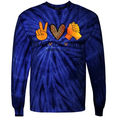 Peace Love Unity Orange Anti Bullying Unity Day Tie-Dye Long Sleeve Shirt