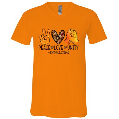 Peace Love Unity Orange Anti Bullying Unity Day V-Neck T-Shirt