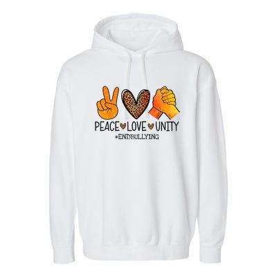 Peace Love Unity Orange Anti Bullying Unity Day Garment-Dyed Fleece Hoodie