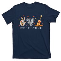 Peace Love Ukulele Hawaiian Ukelele Uke Guitar Players T-Shirt